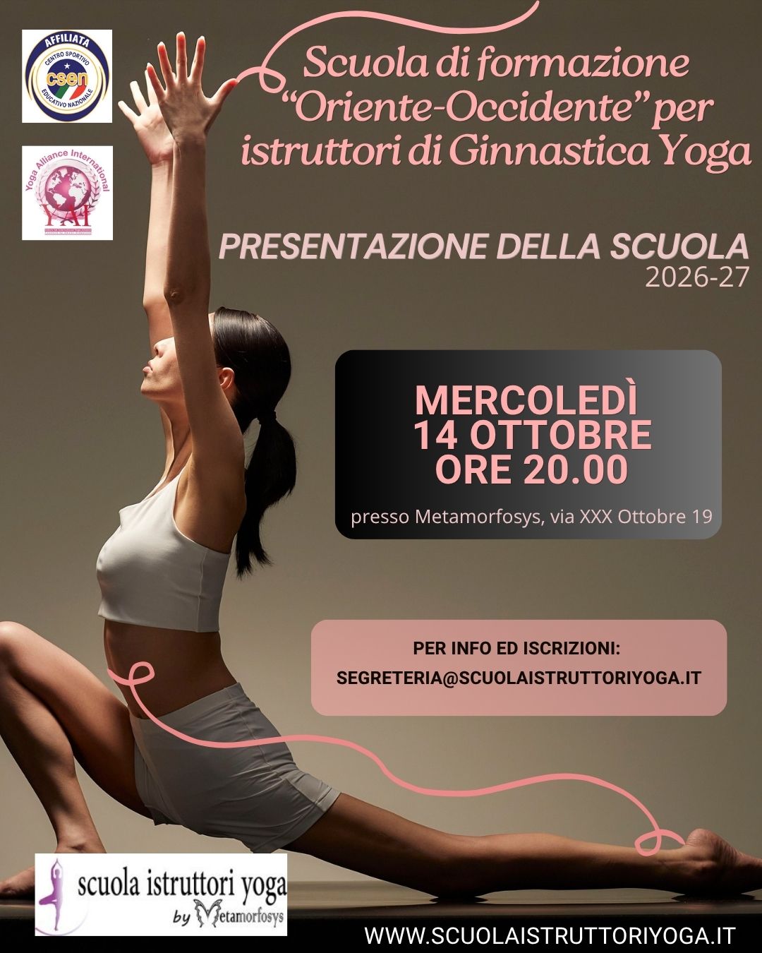 Date di presentazione della Scuola Istruttori Yoga: 14 ottobre ultimo appuntamento