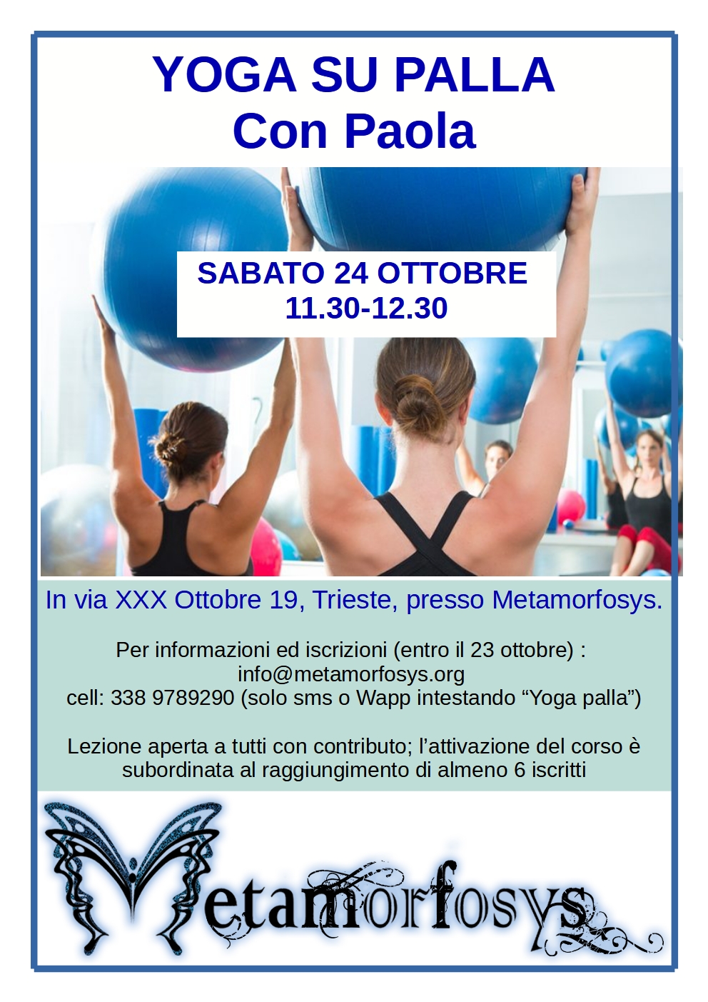 Per “Sabati con Metamorfosys”: Yoga su Palla