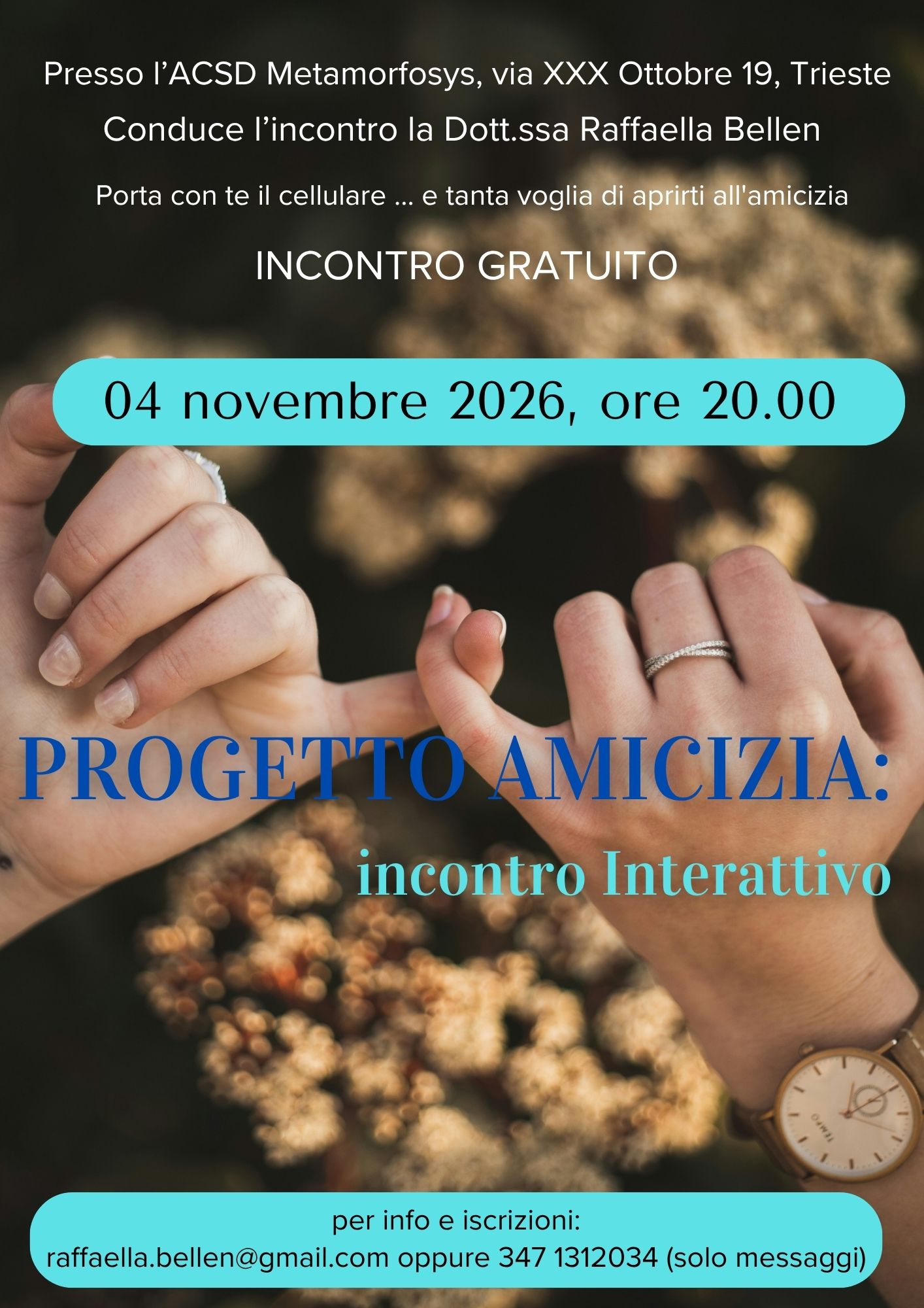 Progetto Amicizia: 4 novembre ore 20.00